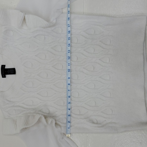 Saks Fifth Avenue Design 365 sweater women's Large cream white Chiffon sleeve - Picture 6 of 11